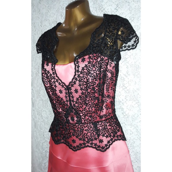 Roland Nivelais Sz 6 Tangerine Bergdorf Goodman Silk Dress w Lace - Picture 4 of 9